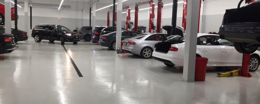 Automotive showroom flooring restoration done by NuFlorz