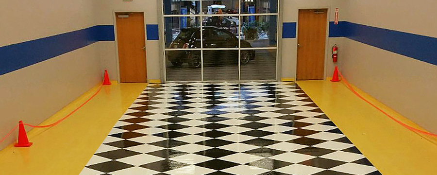 Commercial flooring for automotive showroom
