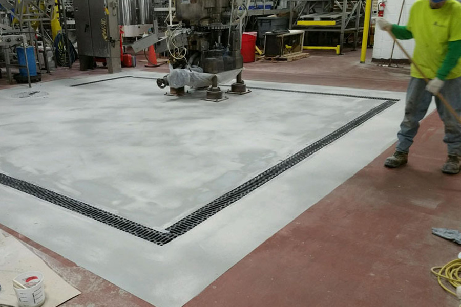 Bottling facility floor concrete coatings
